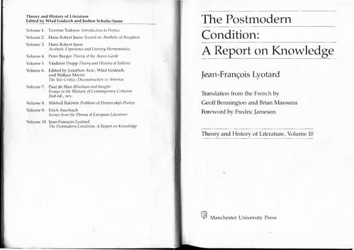 The postmodern condition: a report on knowledge