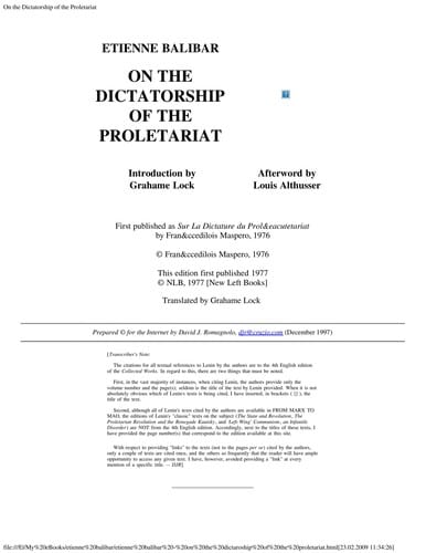 On the dictatorship of the proletariat