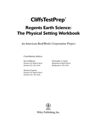 CliffsTestPrep Regents Earth Science Workbook (Cliffstestprep Regents)
