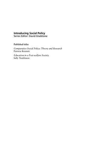 Comparative social policy: theory and research