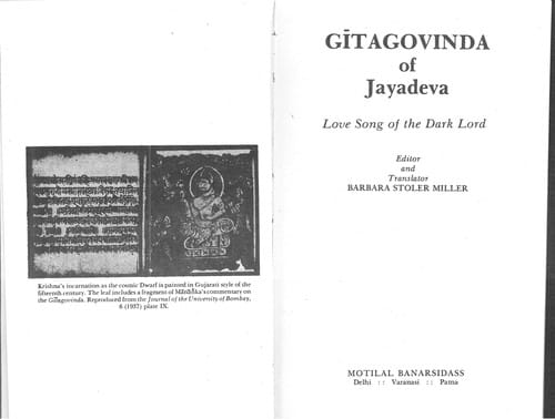 Love song of the dark lord: Jayadeva's Gitagovinda