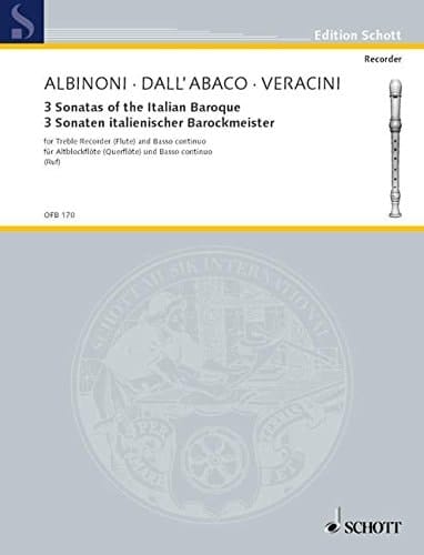 3 Sonatas of the Italian Baroque: treble recorder (flute) and basso continuo.