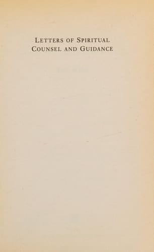 Letters of Spiritual Counsel and Guidance