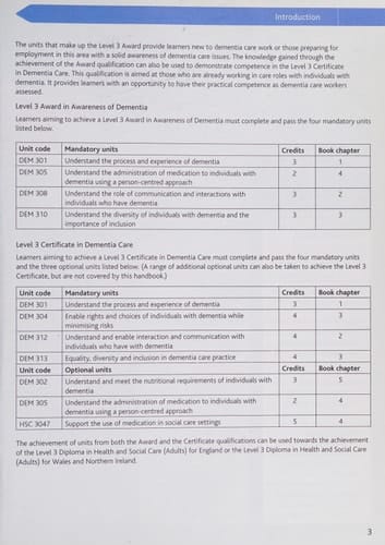 Health and Social Care Awards: Level 3 Dementia Care Award and Certificate