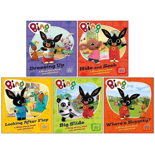 Bing 5 Books Collection Set (Dressing Up, Hide and Seek, Looking After Flop, Big Slide, Where's Hoppity?)