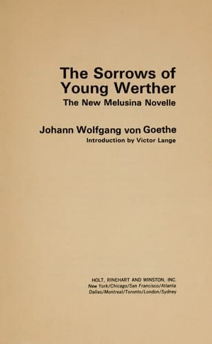 The Sorrows of Young Werther: The New Melusina Novelle