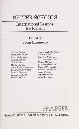 Better Schools: International Lessons for Reform
