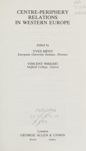 Centre-periphery Relations in Western Europe