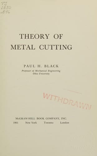 Theory of Metal Cutting