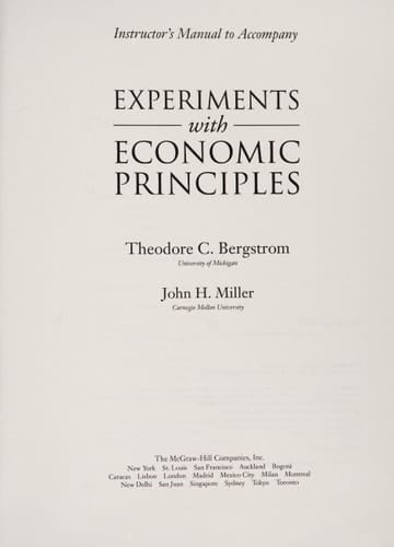 Instructor's Manual: Im Experiments with Economic Principles