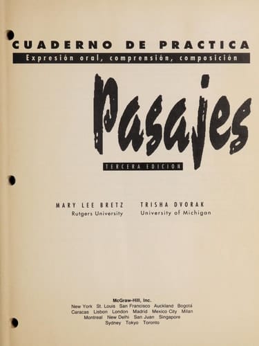 Pasajes (Cuaderno De Practice : Expresion Oral, Comprension, Composicion)