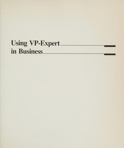 Using VP-expert in Business
