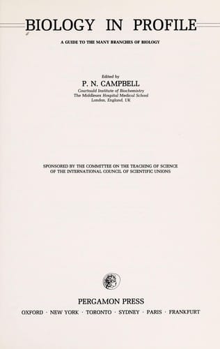 Biology in profile: A guide to the many Branches of Biology