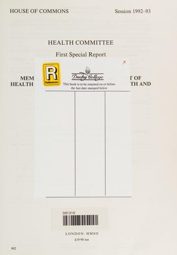 1st Special Report [Session 1992-93]