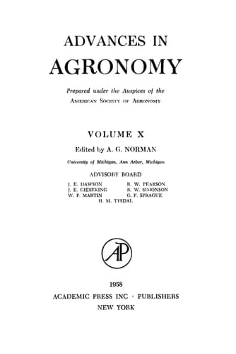 Advances in Agronomy: Volume 10