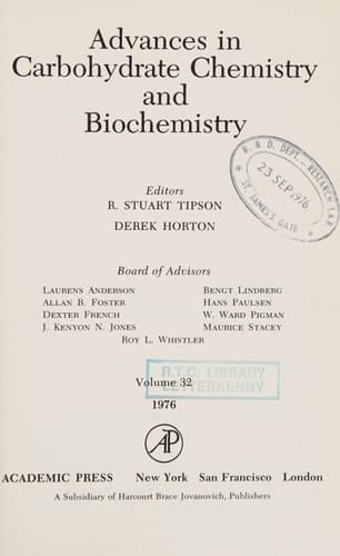 Advances in Carbohydrate Chemistry and Biochemistry, Vol. 32