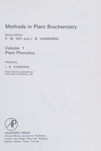 Methods in Plant Biochemistry Volume 1