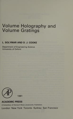 Volume Holography and Volume Gratings
