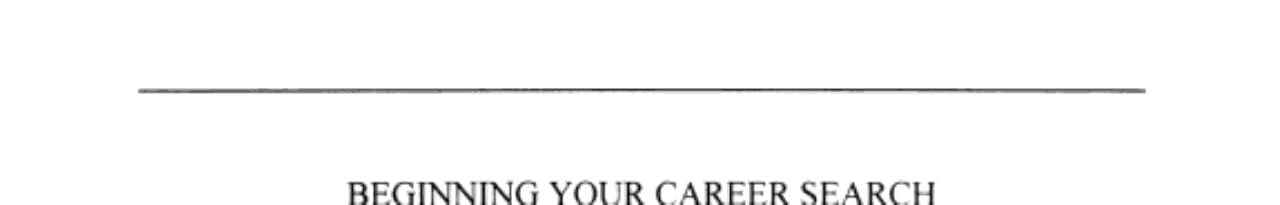 Beginning Your Career Search