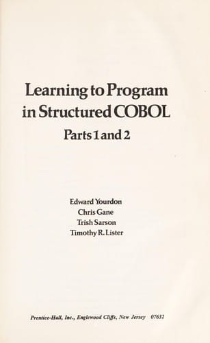 Learning to Program in Structured Cobol/Parts 1 & 2 (Prentice-Hall Software Series)