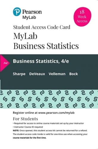 MyLab Statistics with Pearson eText Access Code for Business Statistics