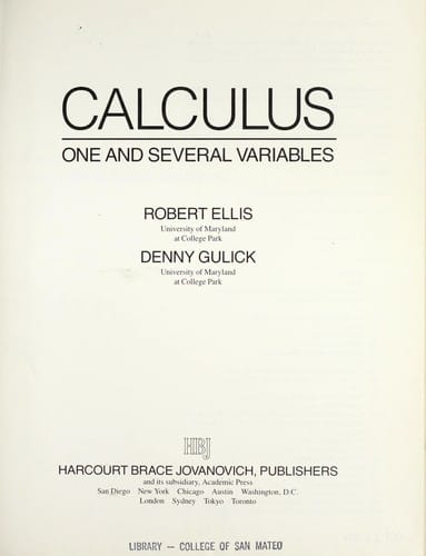 Calculus: One and Several Variables