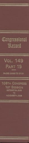 Congressional Record, V. 149, PT. 19, October 24, 2003 to November 4, 2003