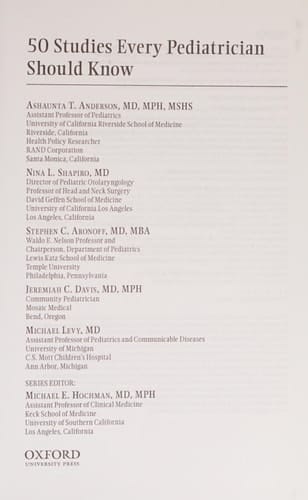 50 Studies Every Pediatrician Should Know (Fifty Studies Every Doctor Should Know)