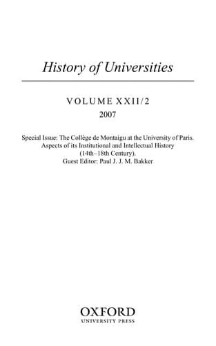 History of Universities: Volume XXII/2 (History of Universities Series (XXII/2))