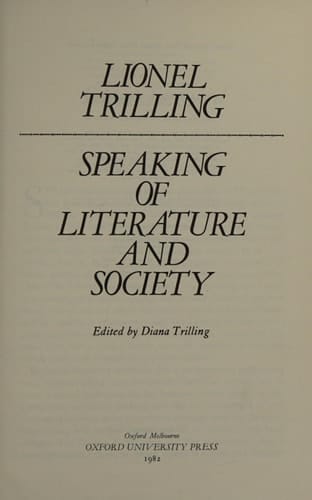 Speaking of Literature and Society