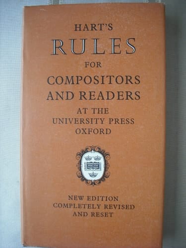 Rules for Compositors and Readers at the University Press, Oxford