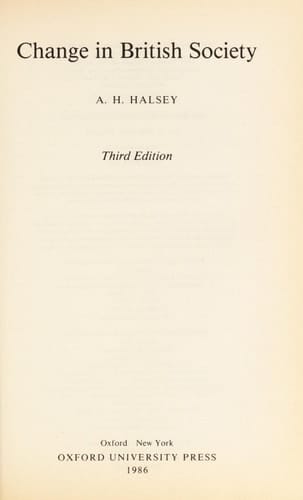 Change in British Society (O P U S)