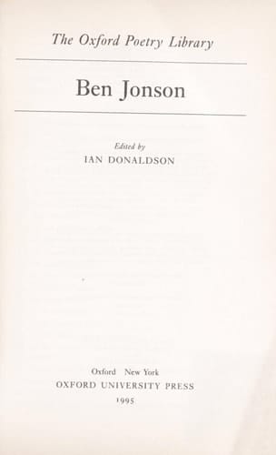 Ben Jonson (Oxford Poetry Library)