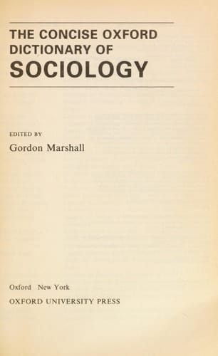 The Concise Oxford Dictionary of Sociology (Oxford Quick Reference)