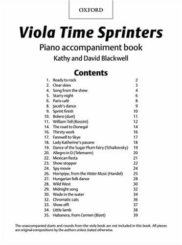 Viola Time Sprinters: Piano Book