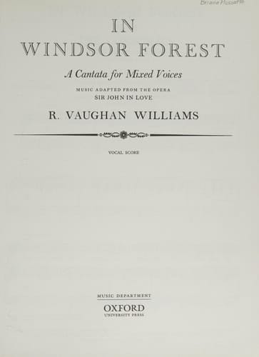In Windsor Forest: Satb Vocal Score