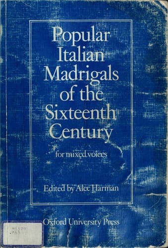 Popular Italian Madrigals of the Sixteenth Century for Mixed Voices