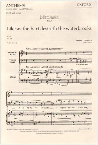 Like as the Hart Desireth the Waterbrooks: Vocal Score