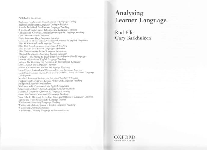 Analysing Learner Language (Oxford Applied Linguistics)