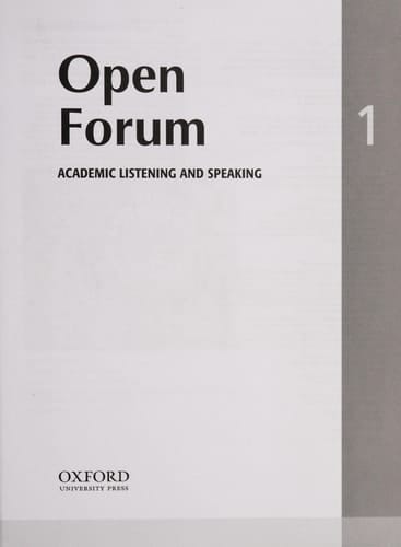 Open Forum: Academic Listening and Speaking (Student Book 1)