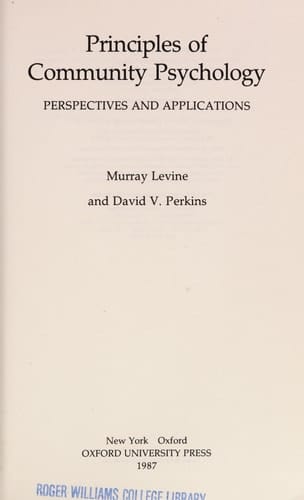 Community Psychology: Perspectives and Applications
