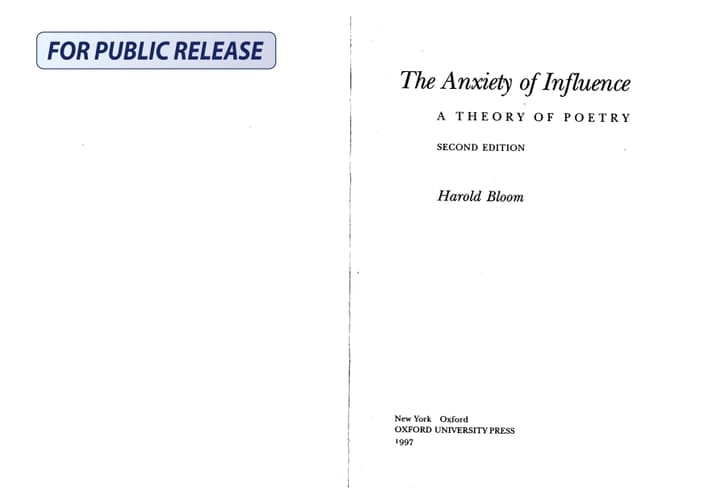 The Anxiety of Influence: A Theory of Poetry