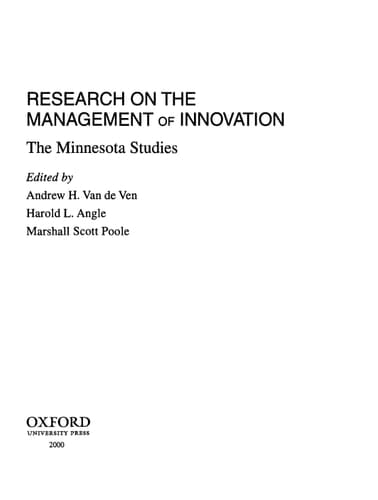Research on the Management of Innovation: The Minnesota Studies