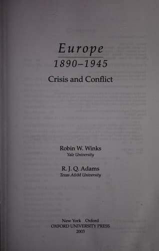 Europe, 1890-1945: Crisis and Conflict