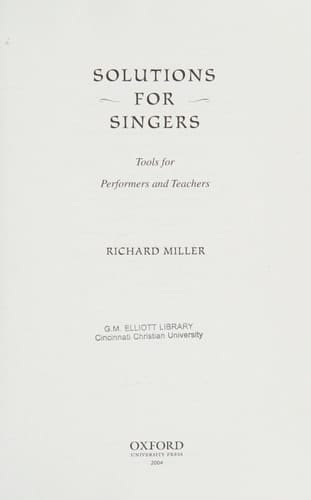 Solutions for Singers: Tools for Every Performer and Teacher