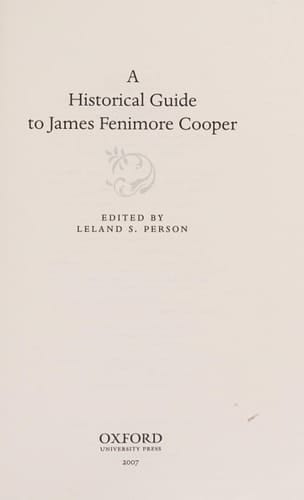 A Historical Guide to James Fenimore Cooper (Historical Guides to American Authors)