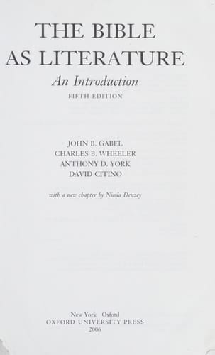 The Bible As Literature: An Introduction