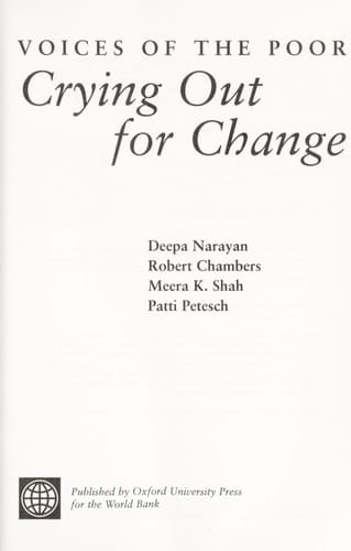 Crying Out for Change: Voices of the Poor