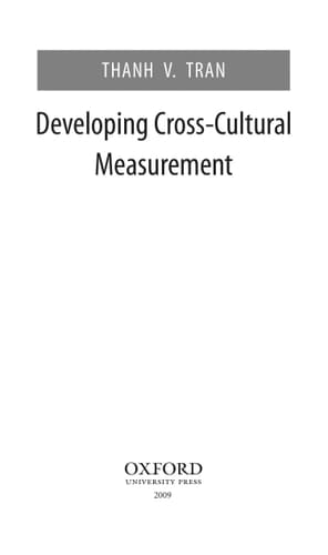 Developing Cross-Cultural Measurement (Pocket Guide to Social Work Research Methods)