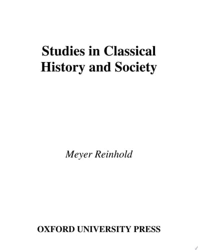 Studies in Classical History and Society (Society for Classical Studies American Classical Studies)
